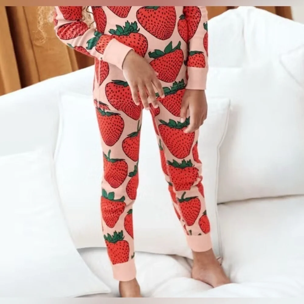 Hannah Anderson Cotton Strawberry 🍓 Red Pink Kids leggings Size 120cm / US 6-7